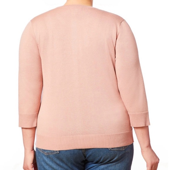 Melissa Paige Pointelle Knit Button-Front Cardigan - 1X - Picture 6 of 6